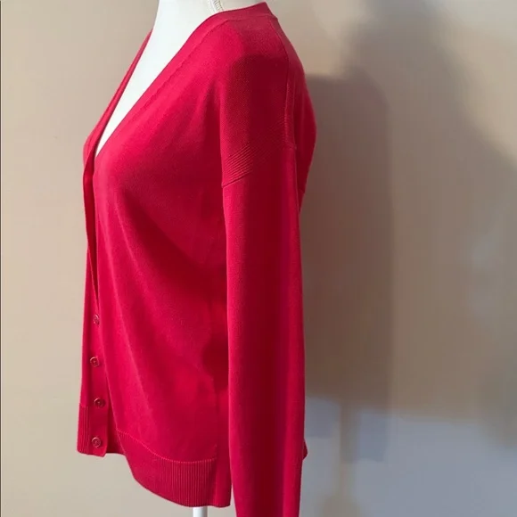 NWOT Talbots Bright Pink Knit Long sleeve Oversized Cardigan. Size Small - Picture 2 of 8
